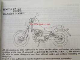 Honda CA 125 Rebel owner´s manual -omistajan käsikirja