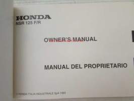 Honda NSR 125F/R owner´s manual -omistajan käsikirja