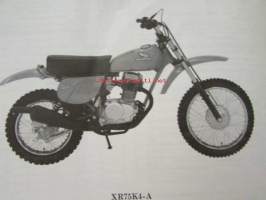 Honda XR75K4, Parts List 1 -varaosaluettelo, katso sisältö kuvista tarkemmin