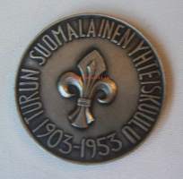 Turun Suomalainen yhteiskoulu 1903-1953  mitali , (Anja Virtanen) , taidemitali 57 mm