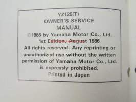 Yamaha YZ125 (T) owner´s service manual - omistajan huolto-ohjekirja