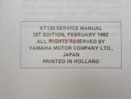 Yamaha XT125 service manual -huolto-ohjekirja