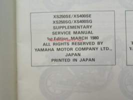 Yamaha XS250SE / XS400SE / XS250SG / XS400SG) Supplementary service manual -huolto-ohjekirja