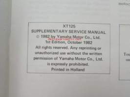 Yamaha XT125 Supplementary service manual -huolto-ohjekirja