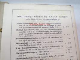 Radio - Ingeniörsfirman Volta A.-B. Stockholm - Prislista å radiomateriel / Radia -radiotarvikeluettelo
