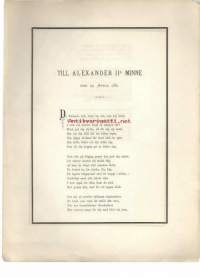 Till Alexander II s minne 29.4.1881 ruotsiksi ja ranskaksi