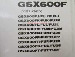 Suzuki GSX600F (GN72A / GN72B) Parts Catalogue -varaosaluettelo, katso mallit tarkemmin kuvista.