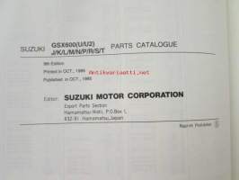 Suzuki GSX600F (GN72A / GN72B) Parts Catalogue -varaosaluettelo, katso mallit tarkemmin kuvista.