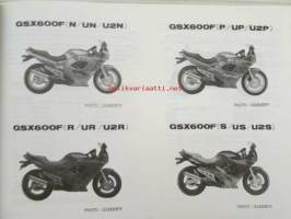 Suzuki GSX600F (GN72A / GN72B) Parts Catalogue -varaosaluettelo, katso mallit tarkemmin kuvista.