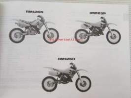 Suzuki RM125 (RF14A) RM125N, RM125P, RM125R Parts Catalogue -varaosaluettelo, katso mallit tarkemmin kuvista.