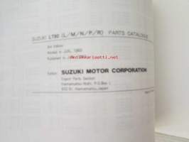 Suzuki LT80 (LM4AC11A) LT80L, LT80M, LT80N, LT80P, LT80R, Parts Catalogue -varaosaluettelo, katso mallit tarkemmin kuvista.