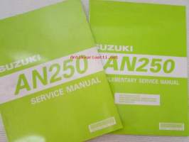 Suzuki AN250 Service Manual + AN250 Supplementary Service Manual -huolto-ohjekirja ja lisäosa