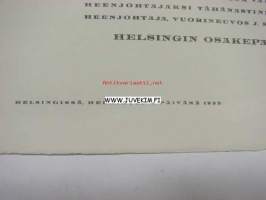 Helsingin Osakepankki, ilmoitus Sotamarsalkka, vapaaherra Mannerheimin erosta pankin hallinnosta 2.2.1935 