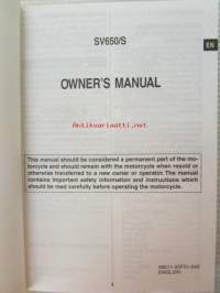 Suzuki SV650/S Owner´s manual -käyttöohjekirja