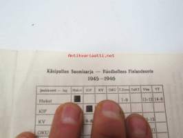 Oy Veikkaustoimisto Ab - Sarjataulukoita - Serietabeller / Englannin jalkapallo - Engelsk fotboll / Eteläinen lohko - Södra liga 1945-46 + Käsipallon