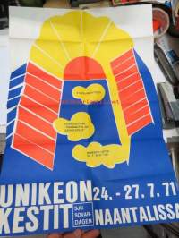 Naantali - Unikeon Kestit / Sjusovardagen 24.-27.7.1971 juliste / ohjelma, suunnitellut Valto Vaalikivi