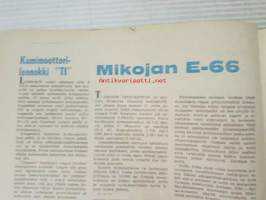 Taitaja 1962 nr 1 - &quot;Zero&quot;, Akustiikka levyjen kiinnitys, Kumimoottorilennokki &quot;TI&quot; Mikojan E-66, Moottorikelkan pienoismalli, vauvan kantokassi, Kenkien