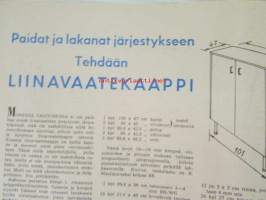 Taitaja 1962 nr 3 - Laiskuri lepotuoli, Liinavaatekaappi, Retkipöytä laukussa, Zeppeliini, TAI-vene poikien  kesävene, Pienoisakku, Käsimankeli, Kirjoitustuoli,