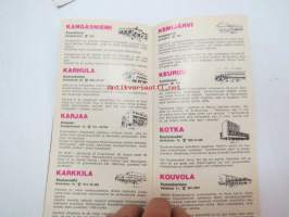 E-Hotellit / E- Hotellen suomi Finland -esite, sisältää myös huoltoasemien luettelon