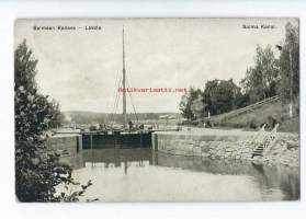 Saimaan kanava Lavola  - paikkakuntapostikortti postikortti kulkenut 1906