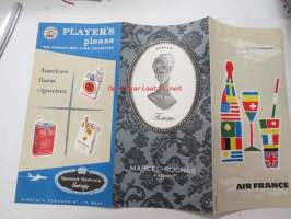 Air France in-flight hinnasto juomat / tupakka 1961 -alcohol and tobacco products price list