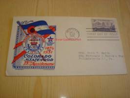 Colorado Statehood 75th Anniversary ensipäiväkuori FDC 1951 USA