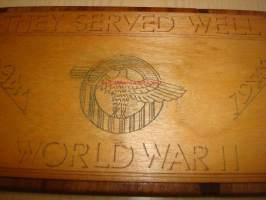 Uniikki puinen käsityönä tehty 2. maailmansodan veteraanien ensipäiväkortti vuodelta 1946 FDC