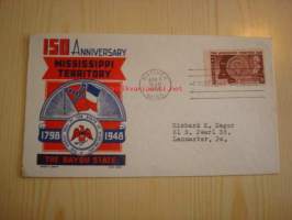 Mississippi Territory 150th Anniversary 1798-1948 USA ensipäiväkuori FDC