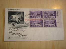 50th Anniversary of the Trucking Industry 1903-1953 USA ensipäiväkuori FDC neljällä postimerkillä