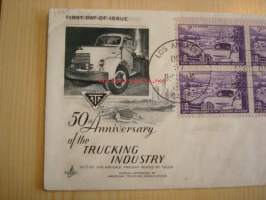 50th Anniversary of the Trucking Industry 1903-1953 USA ensipäiväkuori FDC neljällä postimerkillä