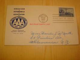 AAA American Automobile Association 1952 USA ensipäiväkuori FDC