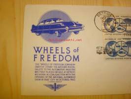 Wheels of Freedom 1960 USA ensipäiväkuori FDC neljällä postimerkillä