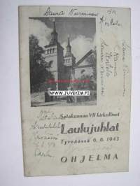 Satakunnan VII kirkolliset laulujuhlat Tyrväässä 6.6.1943 Ohjelma