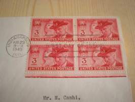 USA:n sisällissota ensipäiväkuori FDC 1949 USA