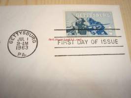 USA:n sisällissota ensipäiväkuori FDC 1963 USA