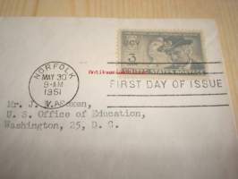 USA:n sisällissota ensipäiväkuori FDC 1951 USA