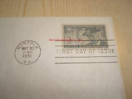 USA:n sisällissota ensipäiväkuori FDC 1951 USA