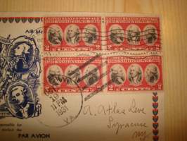 Yorktown 150th Anniversary ensipäiväkuori FDC 1781-1931 USA neljällä postimerkillä hieno ja harvinainen