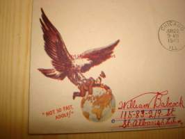 WWII, 2. maailmansodan Adolf Hitler ensipäiväkuori FDC 1943 USA Overrun Country: Puola postimerkillä harvinainen, Not so fast Adolf!