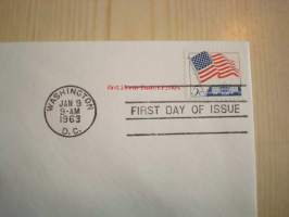 USA:n lippuaihe Old Glory Long May it Wave 1963 USA ensipäiväkuori FDC