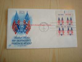 USA:n lippuaihe 1973 USA ensipäiväkuori FDC neljällä postimerkillä
