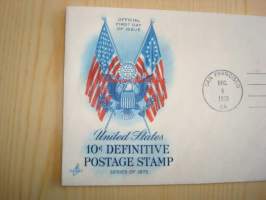 USA:n lippuaihe 1973 USA ensipäiväkuori FDC neljällä postimerkillä