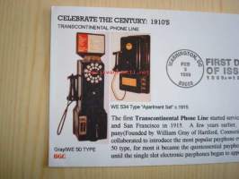 Antiikkipuhelinaiheinen Transcontinental Phone Line 1998 USA ensipäiväkuori FDC