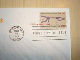 Puhelin 100-vuotta Alexander Graham Bell 1876-1976 USA ensipäiväkuori FDC