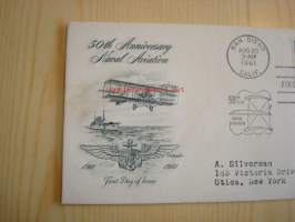Ilmailuaiheine 50th Anniversary Naval Aviation 1911-1961 USA ensipäiväkuori FDC