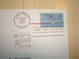 Ilmailuaiheine 50th Anniversary Naval Aviation 1911-1961 USA ensipäiväkuori FDC