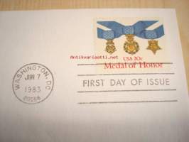 Medal of Honor 1983 USA ensipäiväkuori FDC American Postal Arts Society Limited Edition
