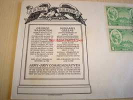 Washington &amp; Greene 1936 USA ensipäiväkuori FDC Army Heroes neljällä postimerkillä