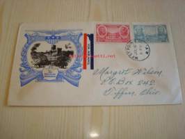 Westpoint The Military Academy 1937 USA ensipäiväkuori FDC kahdella postimerkillä Lee &amp; Jackson ja Jackson &amp; Scott