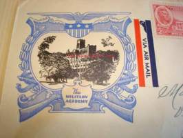 Westpoint The Military Academy 1937 USA ensipäiväkuori FDC kahdella postimerkillä Lee &amp; Jackson ja Jackson &amp; Scott